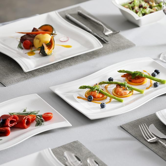 MALACASA Plates and Bowls Sets, 26 Pieces Ivory White Porcelain Dinnerware Sets - Image 7