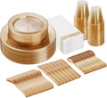 175 Pieces Gold Glitter Disposable Dinnerware Set by GoodLuck
