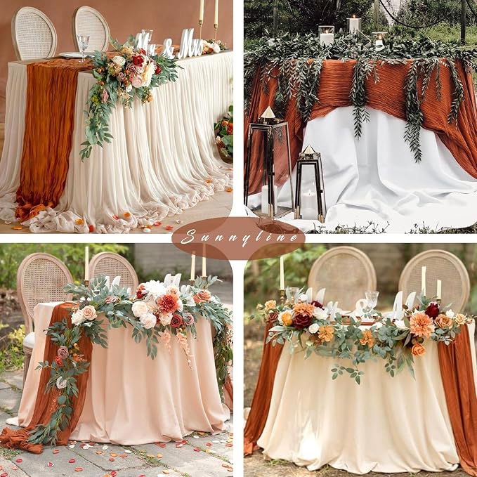 6 Pcs Cheesecloth Table Runner 10FT Terracotta Runner - Image 6