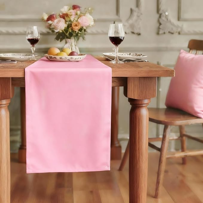 FOLINS&HOME Pink Waterproof Decorative Table Runner 72 Inches Long | 210GSM by FOLINSHOME