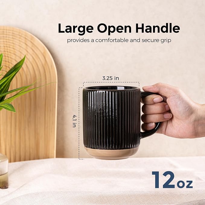 GBhome Coffee Mugs Set of 4, 12 oz Black Coffee Cups - Image 2