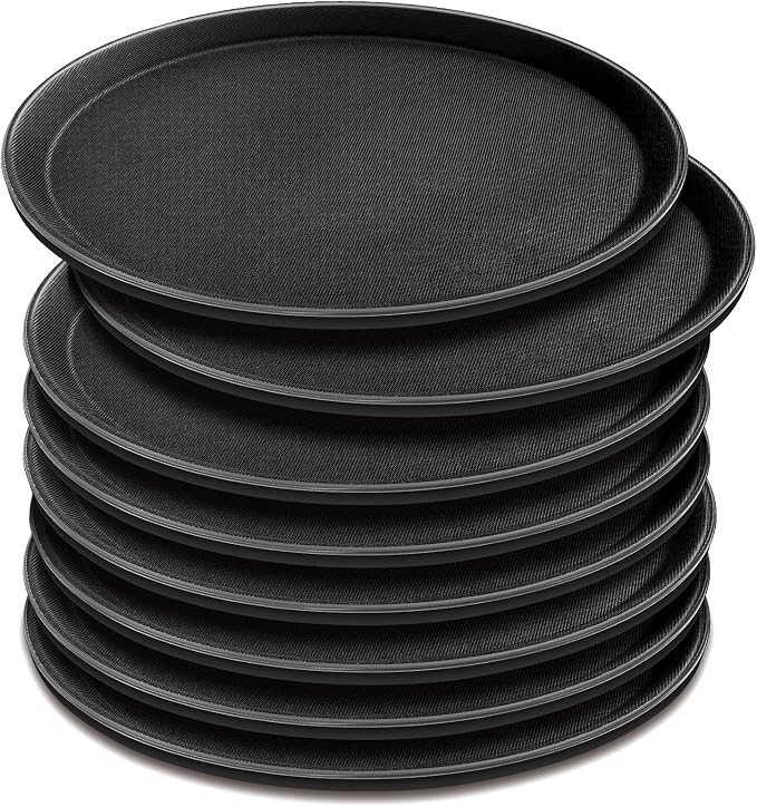 8 Pcs 16 Inch Round Serving Trays Restaurant Serving Trays Plastic Food Drink by Unknown