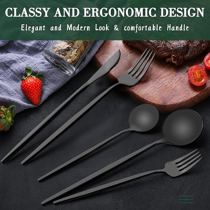 40-Piece Matte Black Silverware Set - Image 3