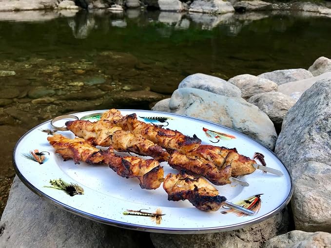 Golden Rabbit Enamelware Oval Platter, 12 x 16in, Fishing Fly | 12 x 16in - Image 3