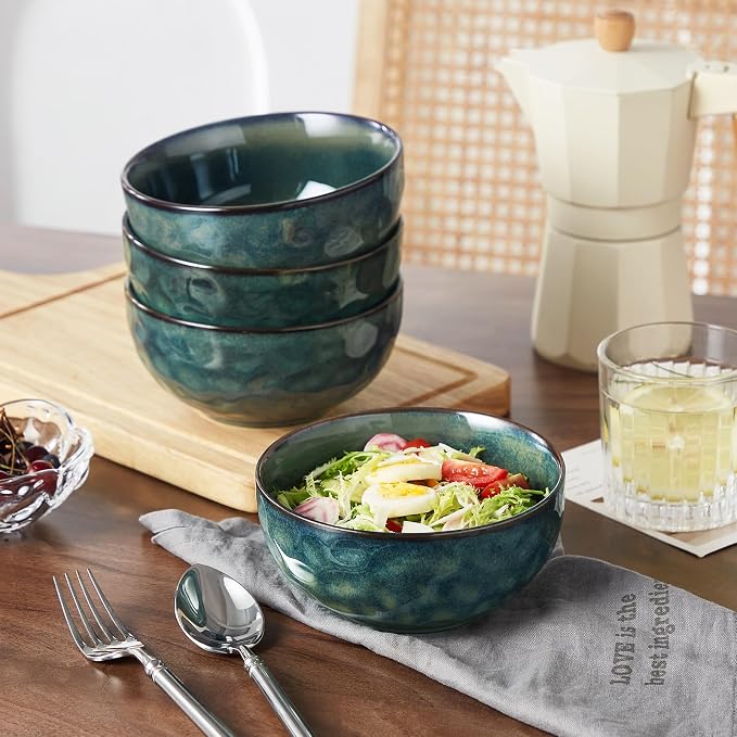 vancasso Starry 24oz Bowls for Soup, Ceramic Green bowls Set of 4 | Deep Bowls - Image 8
