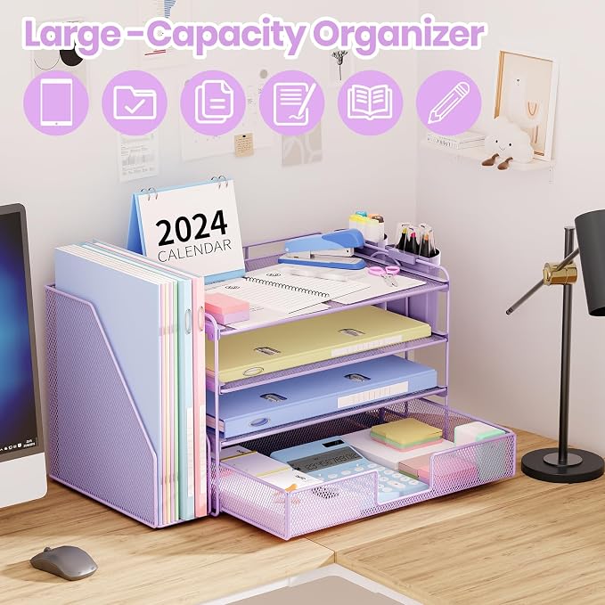 Desk Organizer, 4-Tier Desktop File Organizer - Image 3