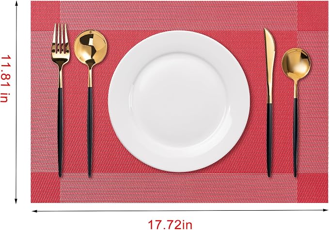 Placemats Set of 4 Washable IndoorB-Four-Corner-red | Outdoor Vinyl Place Mats - Image 2