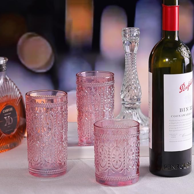 Darlion Vintage Glassware, 10oz Pink Glass Cups | Food Grade Glass, Lead-Free - Image 3
