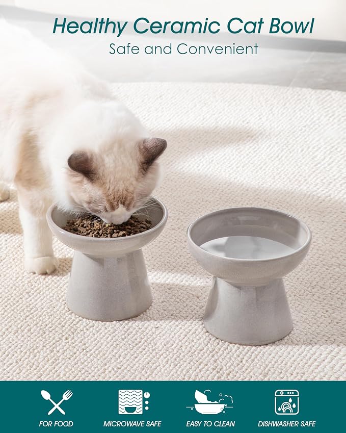 vancasso Ceramic Elevated Cat Bowls 2-Pack - Image 3