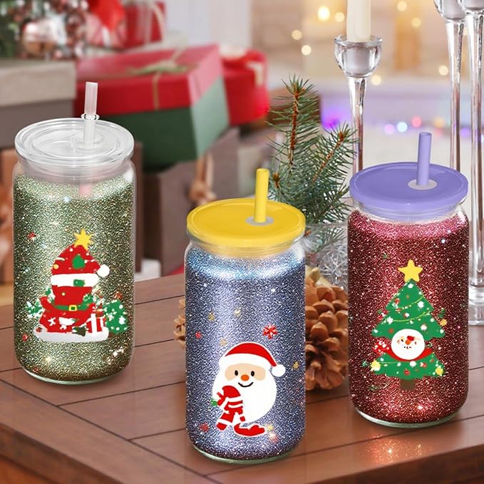 AZEAM 16 PCS Plastic Snow Globe Tumbler, 16 Oz Double Wall Snow Globe Cups | - Image 5