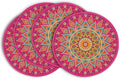 Artoid Mode Pink Yellow Mandala Round Placemats Set of 4, 14 Inch Seasonal by ArtoidMode