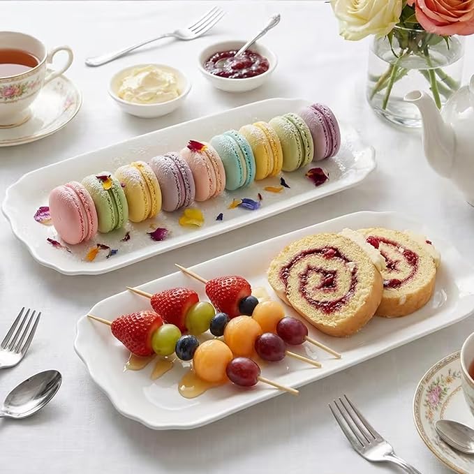 Rectangle White Serving Tray, Elegant Ceramic Tray - Image 5
