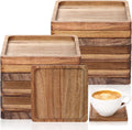 Zhehao 16 Pcs Acacia Wood Coasters Bulk 4 Inch Wooden Stackable Reusable Drink by Zhehao