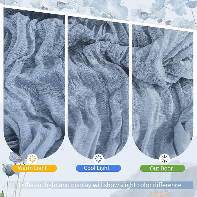 Showgeous 18 Pack Dusty Blue Cheesecloth Table Runner, 17 x 108 Inches | Boho - Image 7