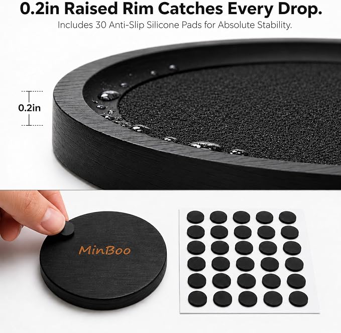 MinBoo Bamboo Coasters for Coffee Table Set of 6 Coasters for Drinks Absorbent - Image 4