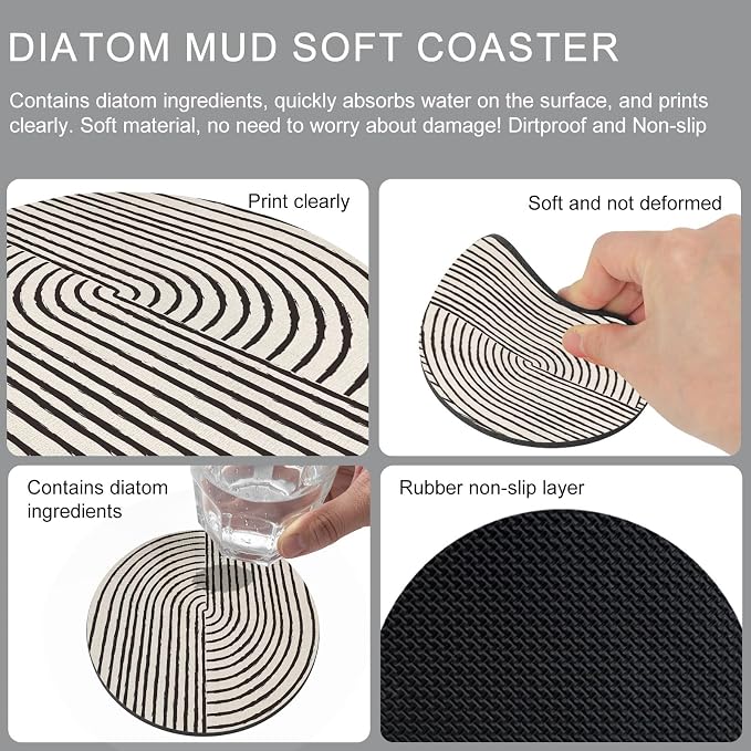 Abstract Geometric Coasters Set of 2, Absorbent Coasters - Image 9