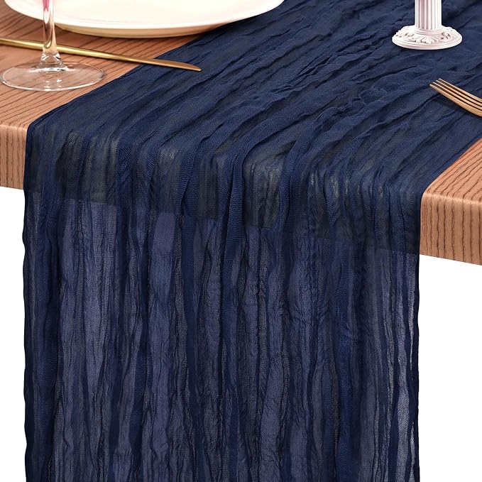 4 Pack Cheesecloth Table Runner 10FT Navy Blue Table Runner Boho Gauze Cheese - Image 9