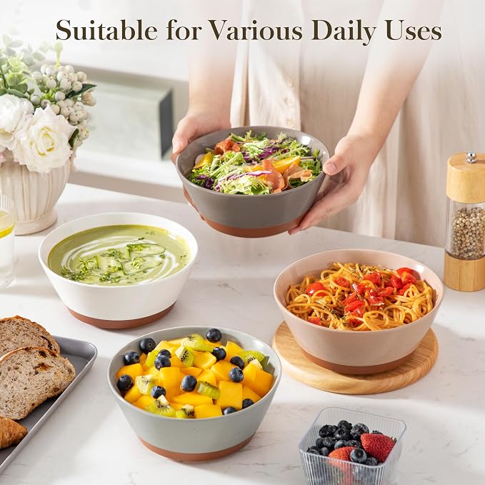 MALACASA Soup Bowls, Ceramic Salad Bowls Set of 4, 36oz Ceramic Bowls | - Image 5