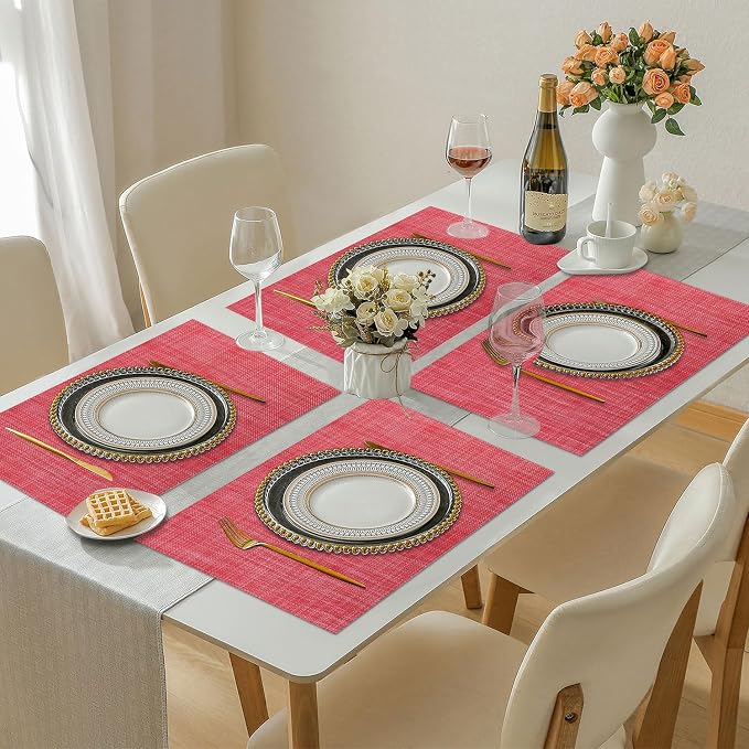 Vinyl Placemats Set of 4, PVC Woven Washable Non-Slip Table Mats, Heat - Image 7