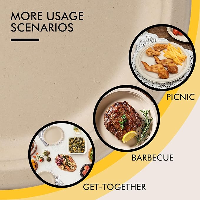 Compostable Paper Plates 10 Inch | Unbleached Brown, Disposable Biodegradable - Image 3