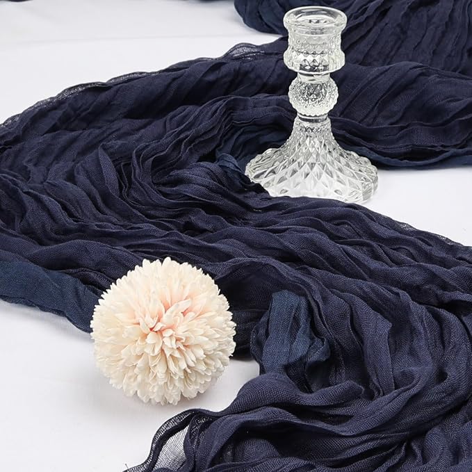 12 Pack 10Ft Navy Blue Cheesecloth Table Runner 23 x 120 Inch | Gauze Rustic - Image 3