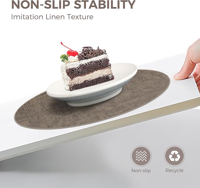 13" Round Placemats Set of 6, Reversible Faux Leather Heat Resistant Table Mats - Image 4
