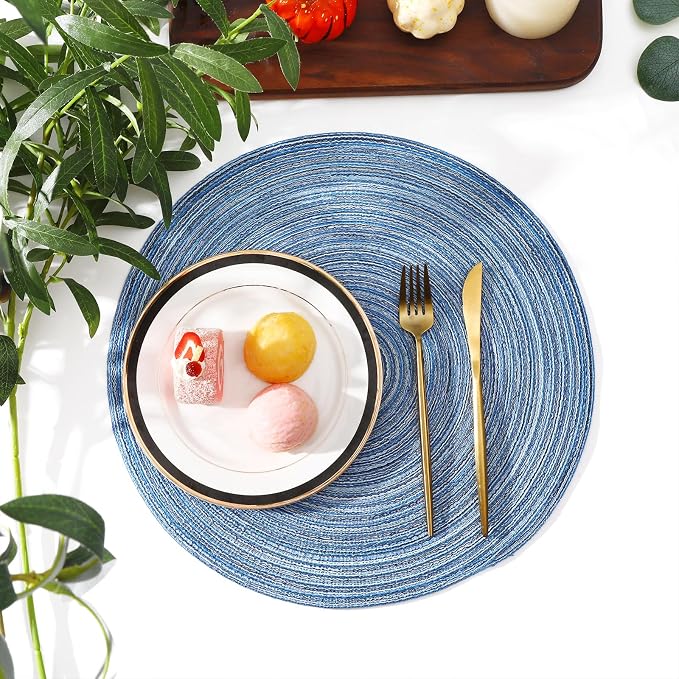 SHACOS Round Braided Placemats Set of 8 Circle Place Mats Cotton Polyester - Image 7