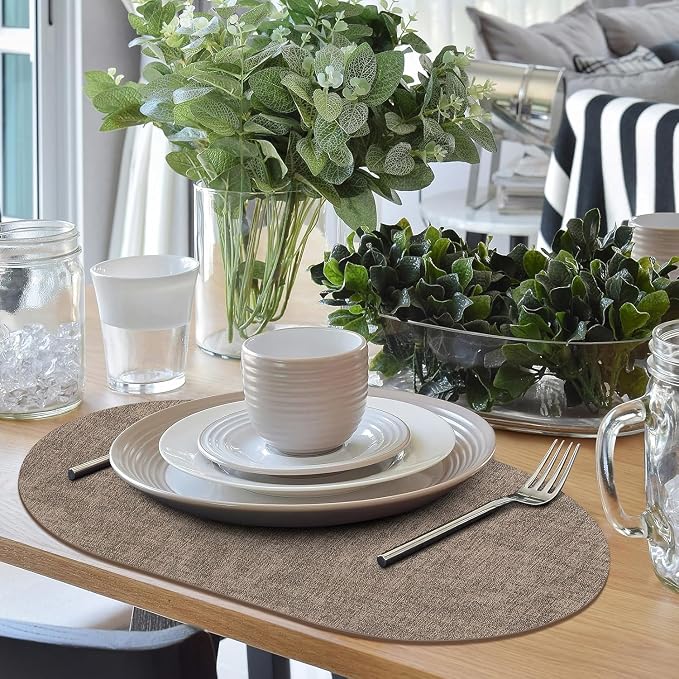 Placemats Set of 12-17" x 11.8" Waterproof & Heat Resistant Oval Place Mats - Image 5