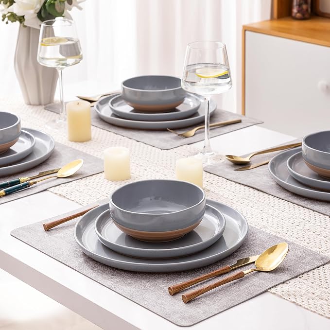 AmorArc Dinnerware Sets for 8, 24 Pieces Ceramic Plates and Bowls Set | Scratch - Image 7