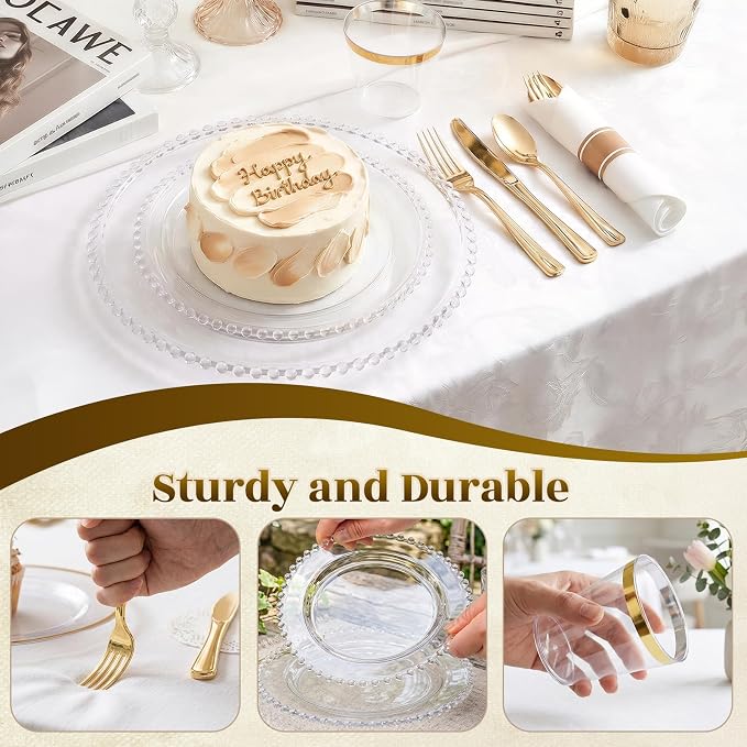 350pcs Plastic Dinnerware Set Clear 50 Guests - Image 6