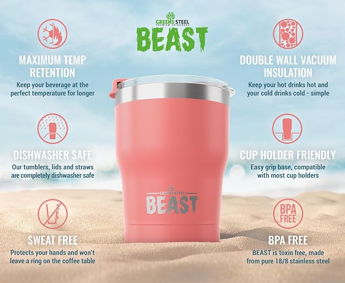 Beast 10 oz Tumbler Stainless Steel Vacuum Insulated Coffee Ice Cup Double Wall - Image 2