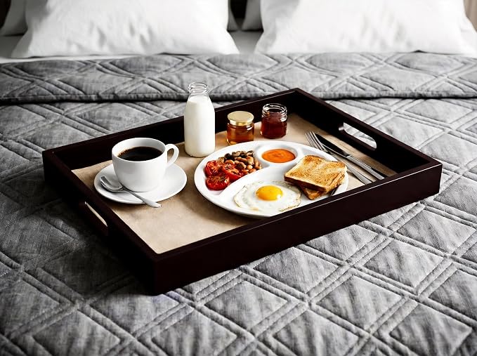 Dark Brown Bamboo Serving Tray Set of 2 - Image 4