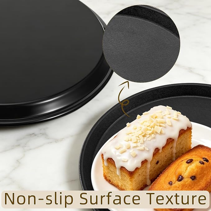 14 Inch Round Non-Slip Serving Tray | 4 Pack Plastic Rubber Food Serving Platter - Image 4
