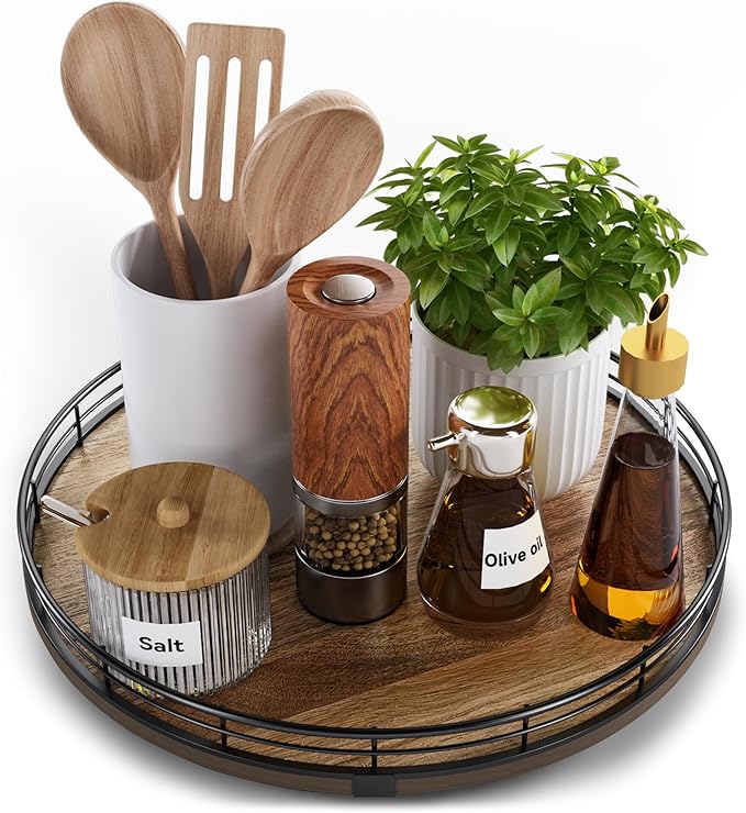 Acacia Wood 12" Lazy Susan Turntable Organizer by HGF