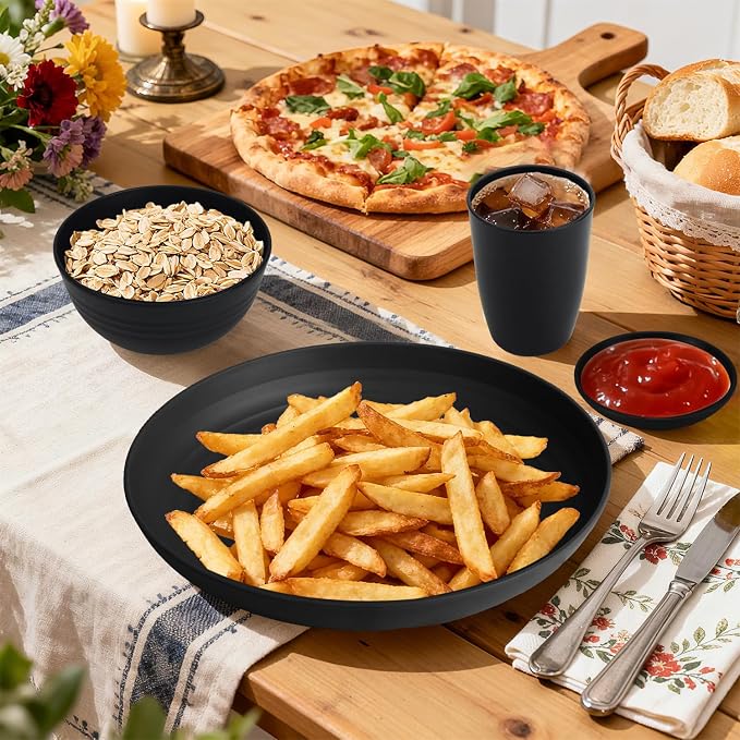 Wheat Straw Dinnerware Sets 16 PCS, Unbreakable Kids Plates and Bowls - Image 7