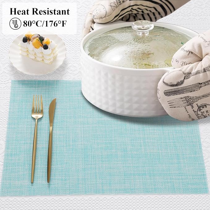 SHACOS Placemats Set of 4 Woven Vinyl Place Mats Wipeable Heat Resistant - Image 8