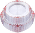 Nervure 100Pcs Clear Red Plastic Plates, Party Plates Set by Nervure