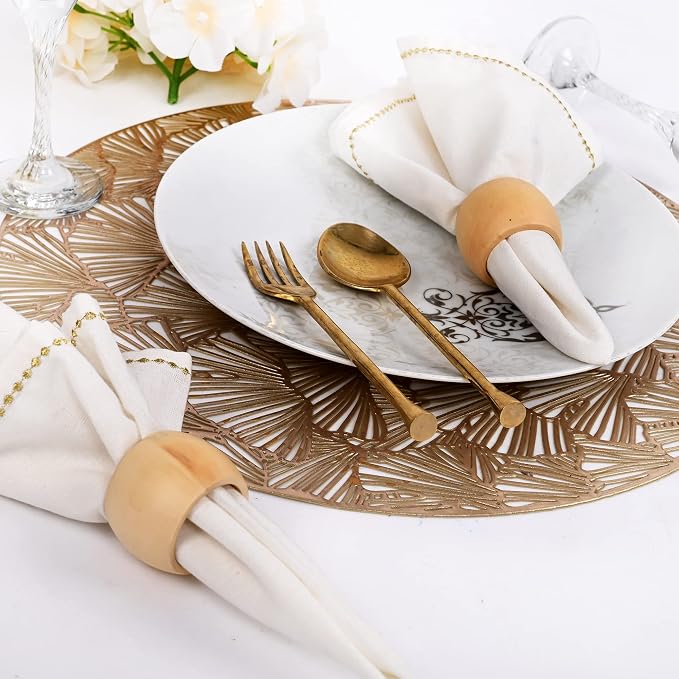 Wooden Napkin Rings Set of 12, Boho | Natural wood, handcrafted, rustic - Image 4