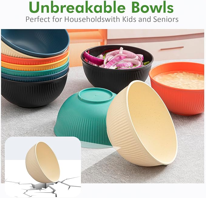 12-Pack of 24 oz Unbreakable Cereal Bowls, Reusable Plastic Lightweight Bowls - Image 5