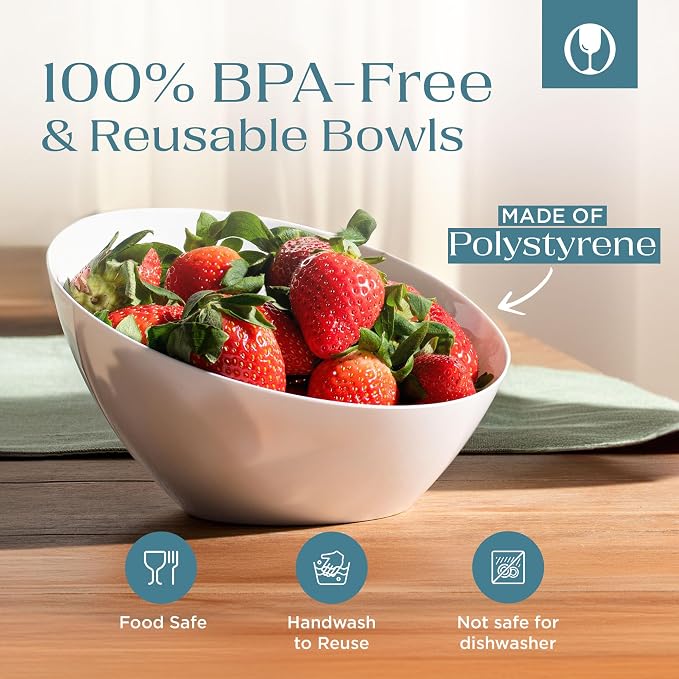 5 Pack White Angled Plastic Serving Bowl Disposable - Image 6