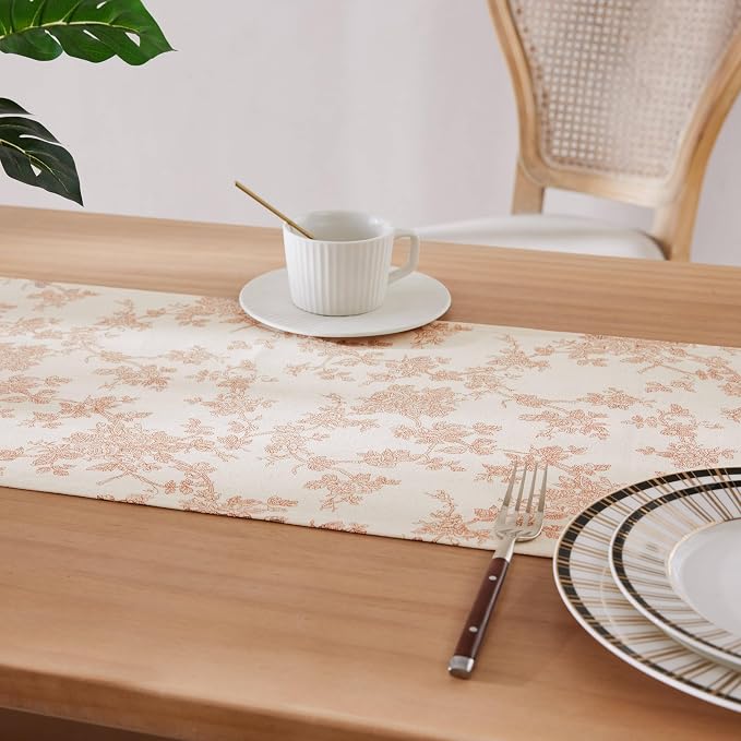 French Pastoral Farmhouse Table Runners, 13x36 Inch Taupe | 100% Organic Cotton - Image 5