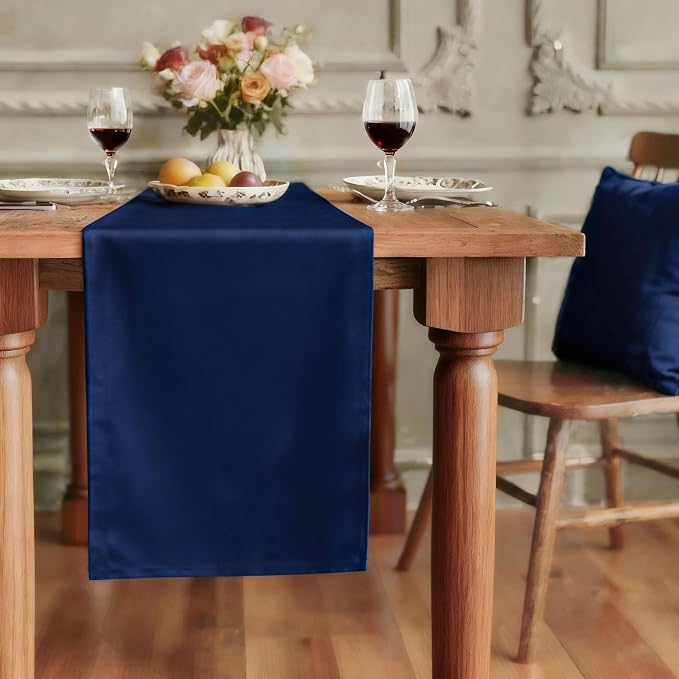 FOLINS&HOME Navy Blue Waterproof Decorative Table Runner 108 Inches Long | by FOLINSHOME