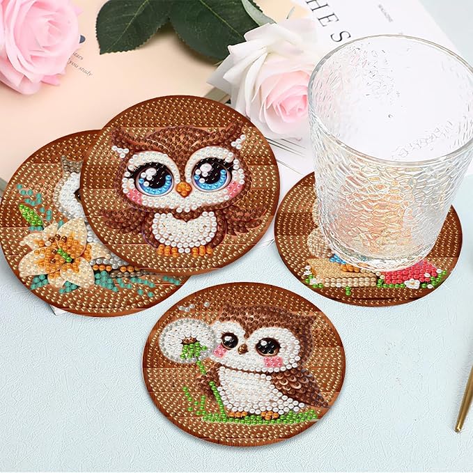 Mrnsiet 8PCS Owl Diamond Art Coasters Kits - Image 7