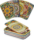 Henten Home Ceramic 8 Inch Salad Plates, Rectangular Snack Plate Set of 6 by HentenHome