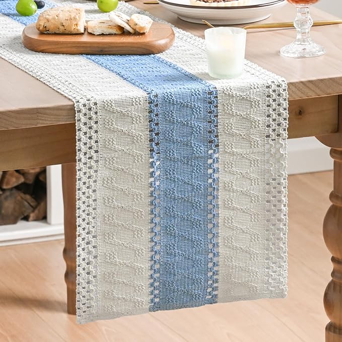 Artoid Mode Sky Blue Farmhouse Rustic Table Runner 12x120 Inch | Seasonal by ArtoidMode