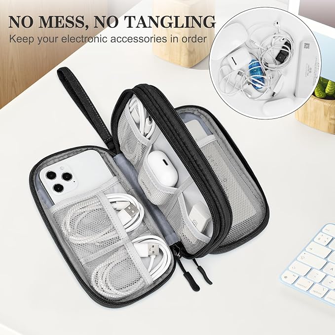 FYY Electronic Organizer, Travel Tech Pouch Bag, Cable Organizer Black | Wrist - Image 5
