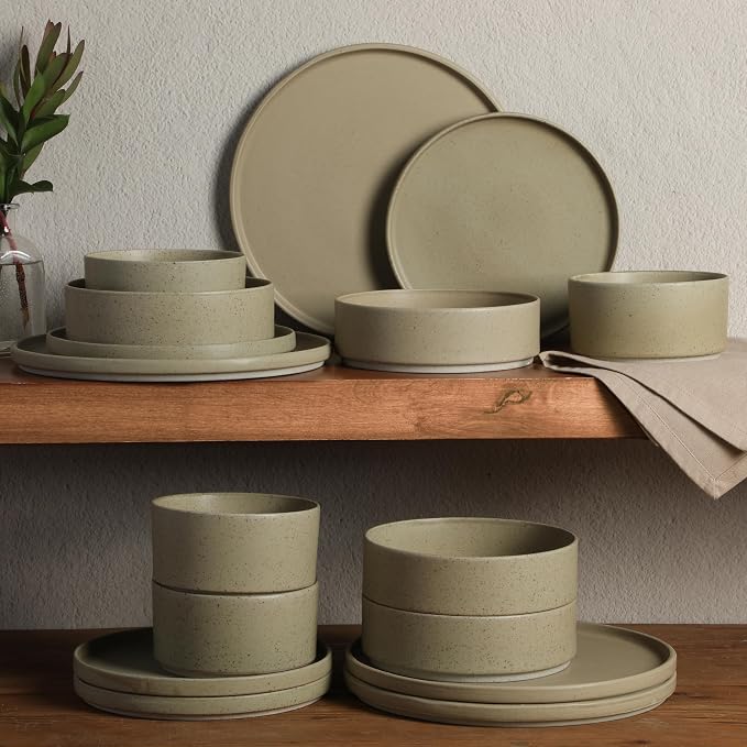 Gibson Elite Tatum Premium Porcelain Matte Reactive Glaze 16-Piece Plates and - Image 3