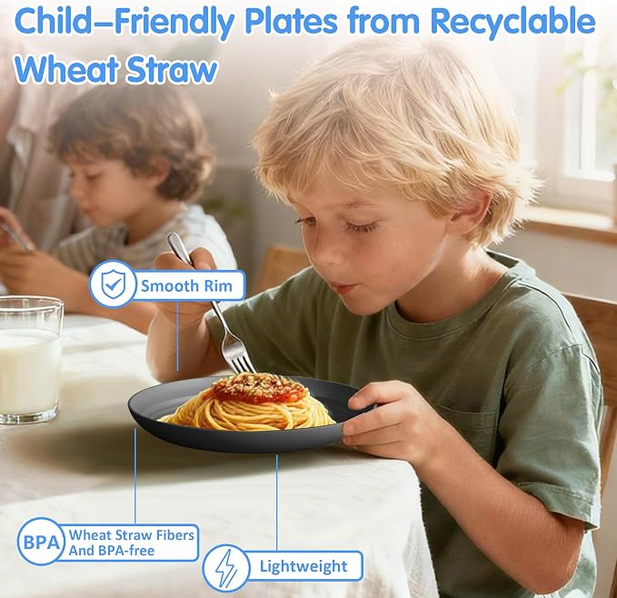 Quatish 16 PCS Unbreakable Reusable Plastic Plates, 8 inch Dishwasher & - Image 5