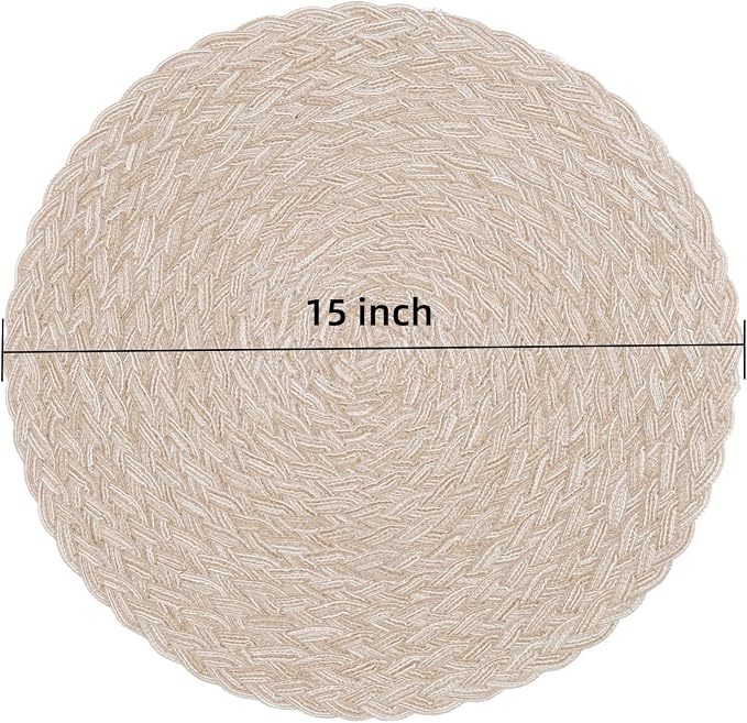 SHACOS Round Braided Placemats 15 inch Set of 6 Thick Boho Kitchen Table - Image 2