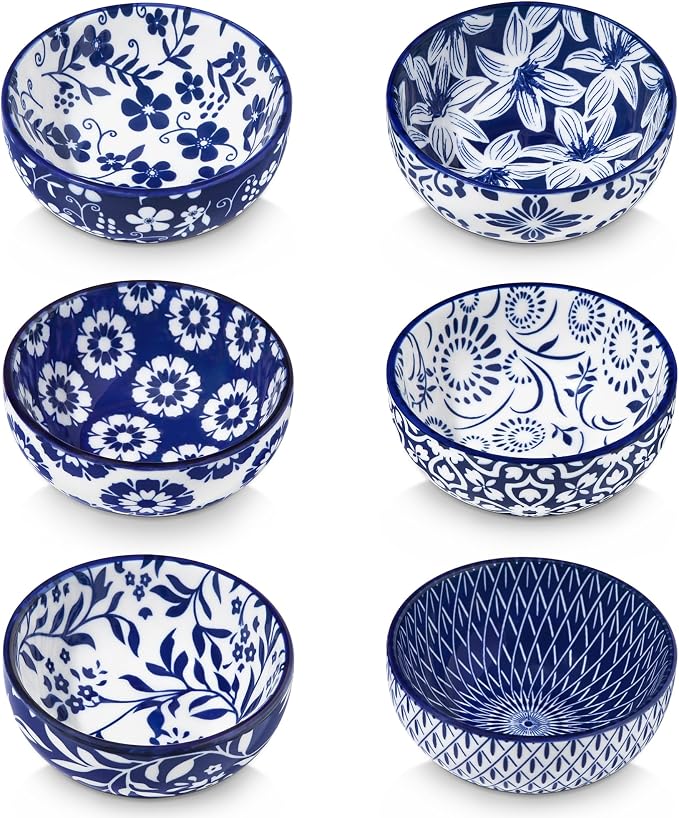 vancasso 2.7 Oz Ceramic Mini Dipping Bowls Set of 6, 3 Inch Small Dip Bowls by vancasso